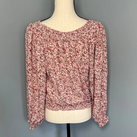 Pink Lily Women’s Pink Floral Crop Blouse Top Sz M - Picture 4 of 5